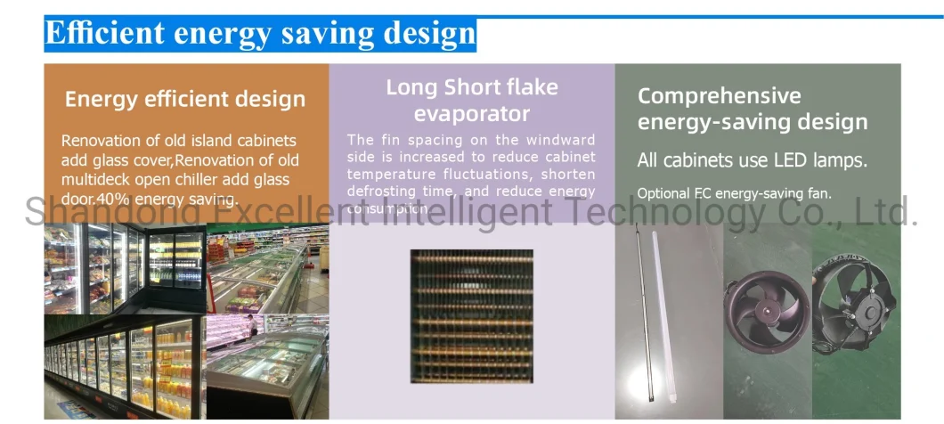 Supermarket Front Open Vertical Chiller Air Curtain Carel Controller Freezer