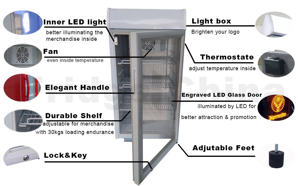 Mini Refrigerator Glass Door Upright Beverage Display Cooler Freezer Bar Fridge for Hotel or Drinks Promotion